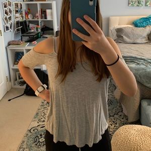 Basic gray shoulder less top
